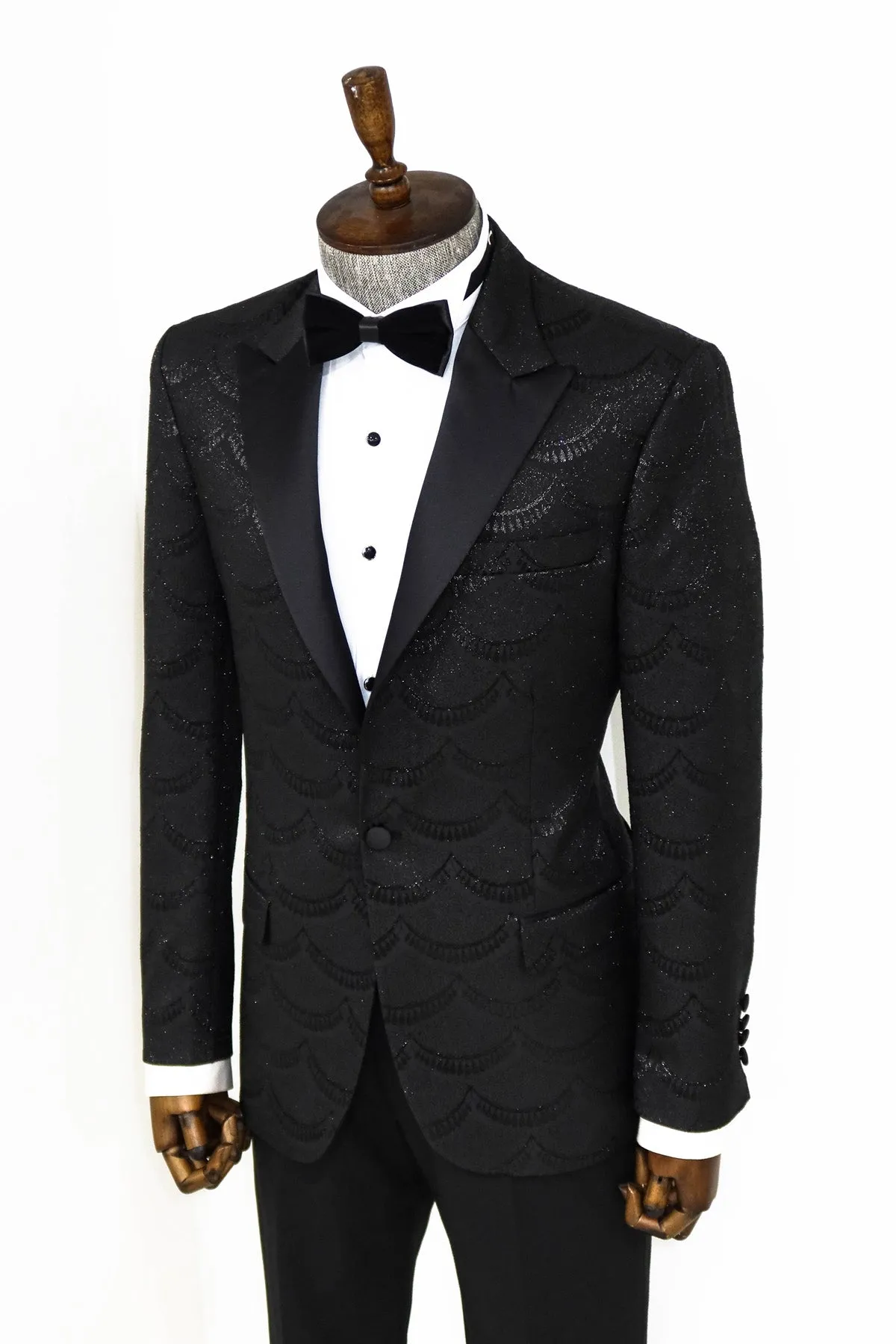 Patterned Slim Fit Black Men Dinner Blazer - Wessi sold by Wessi product image thumbnail 3