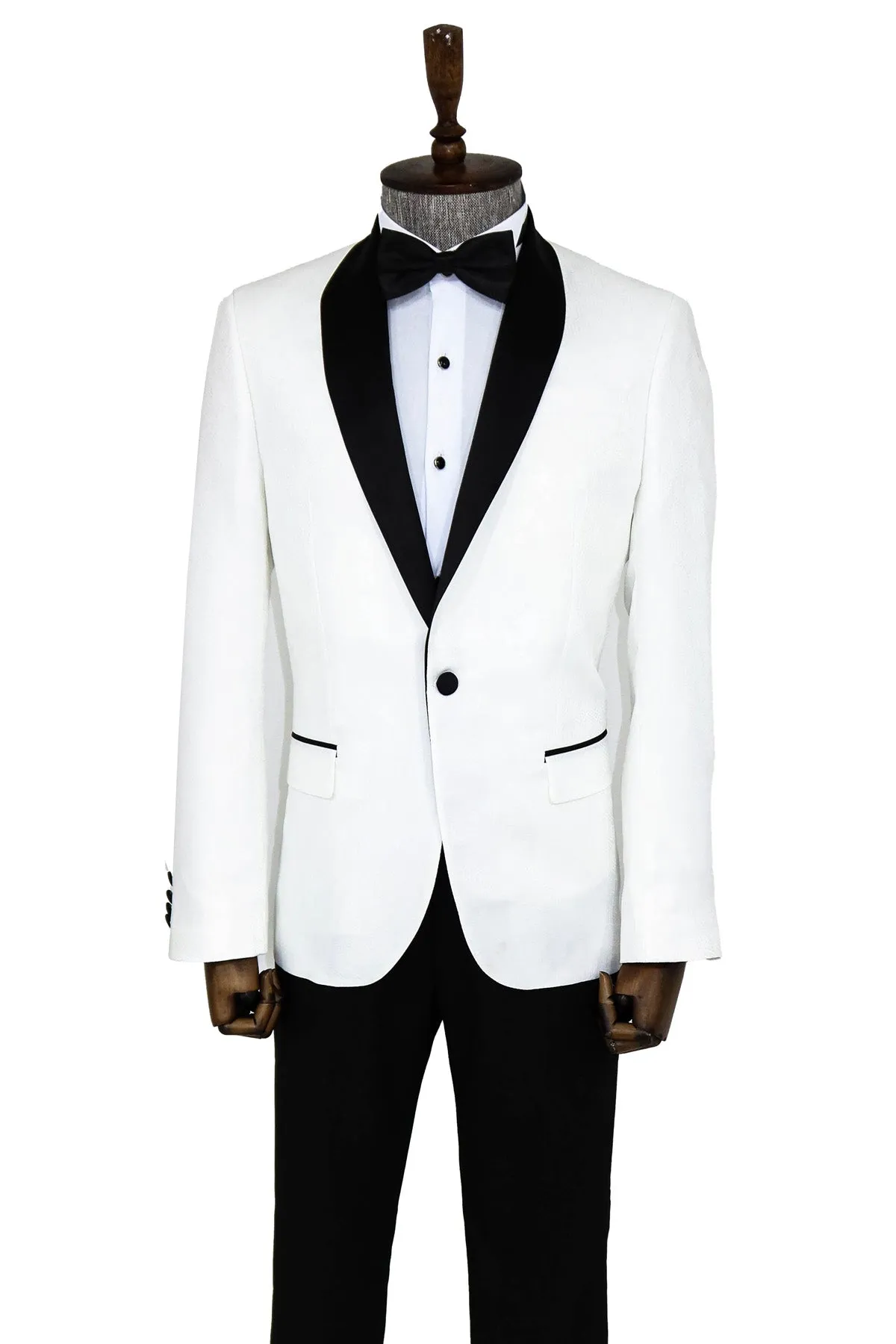Pentagon Patterned Shawl Lapel White Men Wedding Tuxedo Jacket - Wessi sold by Wessi product image thumbnail 3