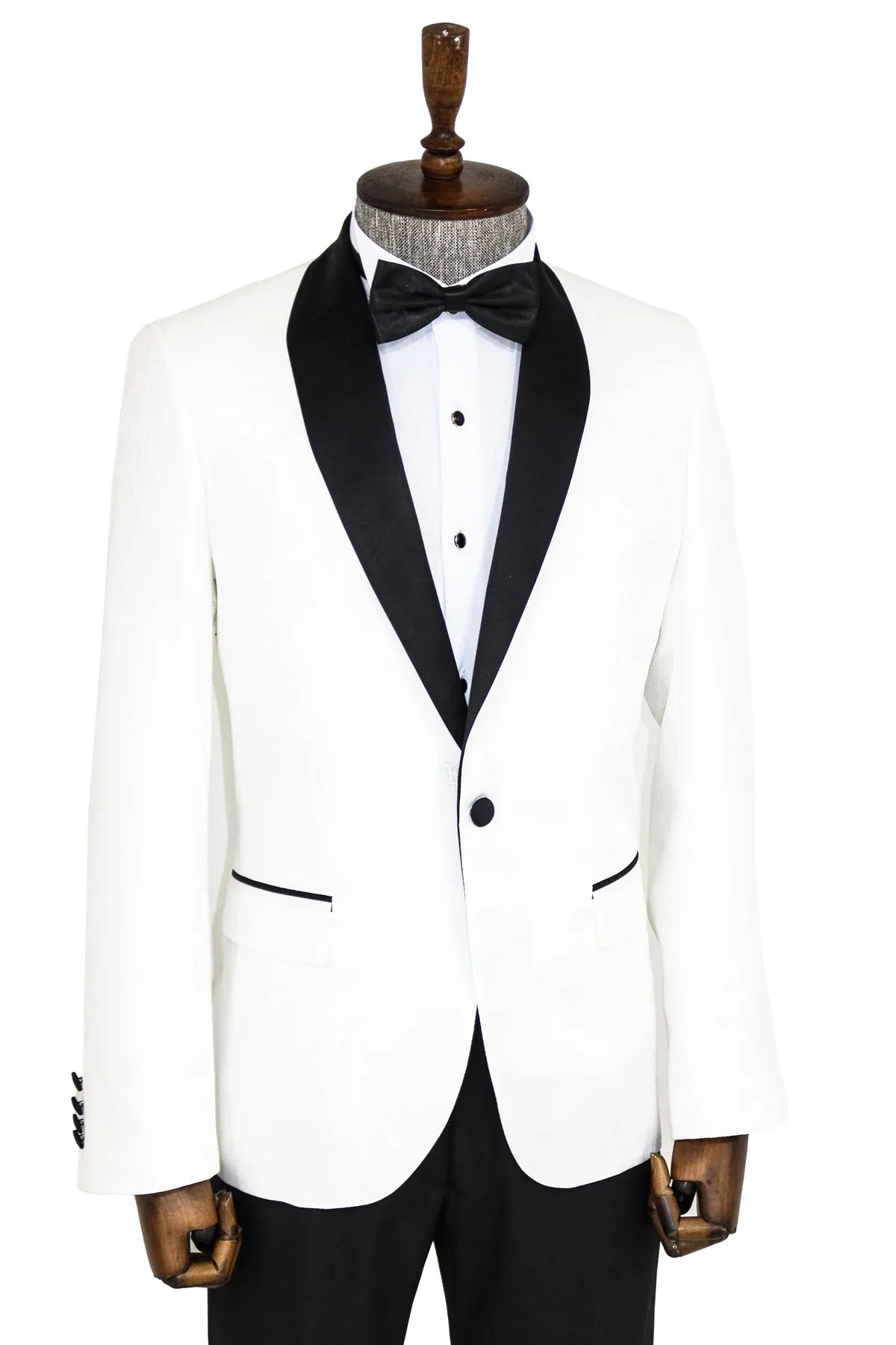 Pentagon Patterned Shawl Lapel White Men Wedding Tuxedo Jacket - Wessi sold by Wessi product image thumbnail 5