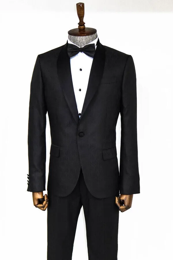 Pentagon Patterned Shawl Lapel Black Men Evening Jacket - Wessi sold by Wessi product image thumbnail 4