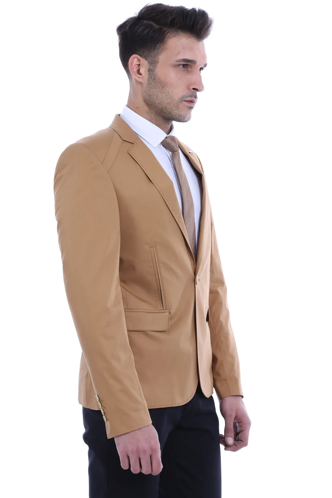 3 pocket Single Button Cotton Tan Jacket-Wessi sold by Wessi product image thumbnail 2