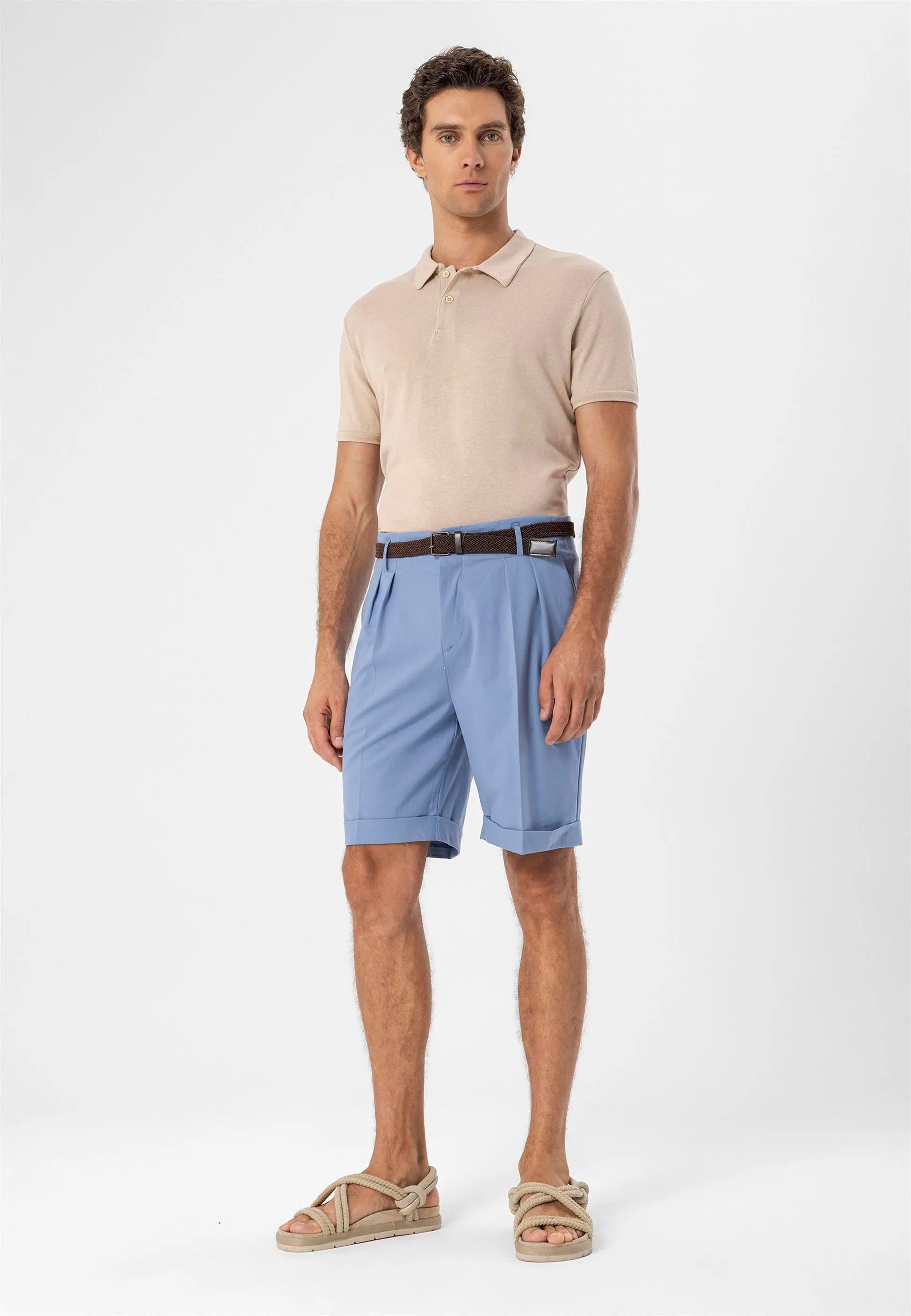 Men's Beige Polo Neck Slim Fit T-Shirt - Wessi sold by Wessi product image thumbnail 2