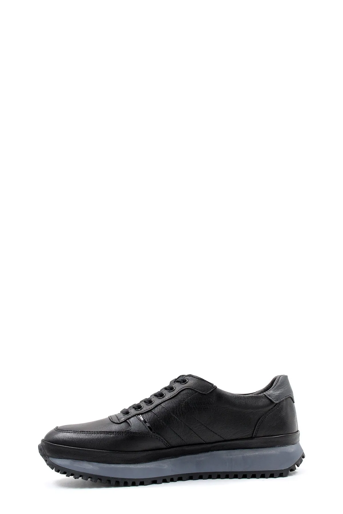 Men's Black Leather Lace-Up Sneakers with Contrasting Sole - Wessi sold by Wessi product image thumbnail 2