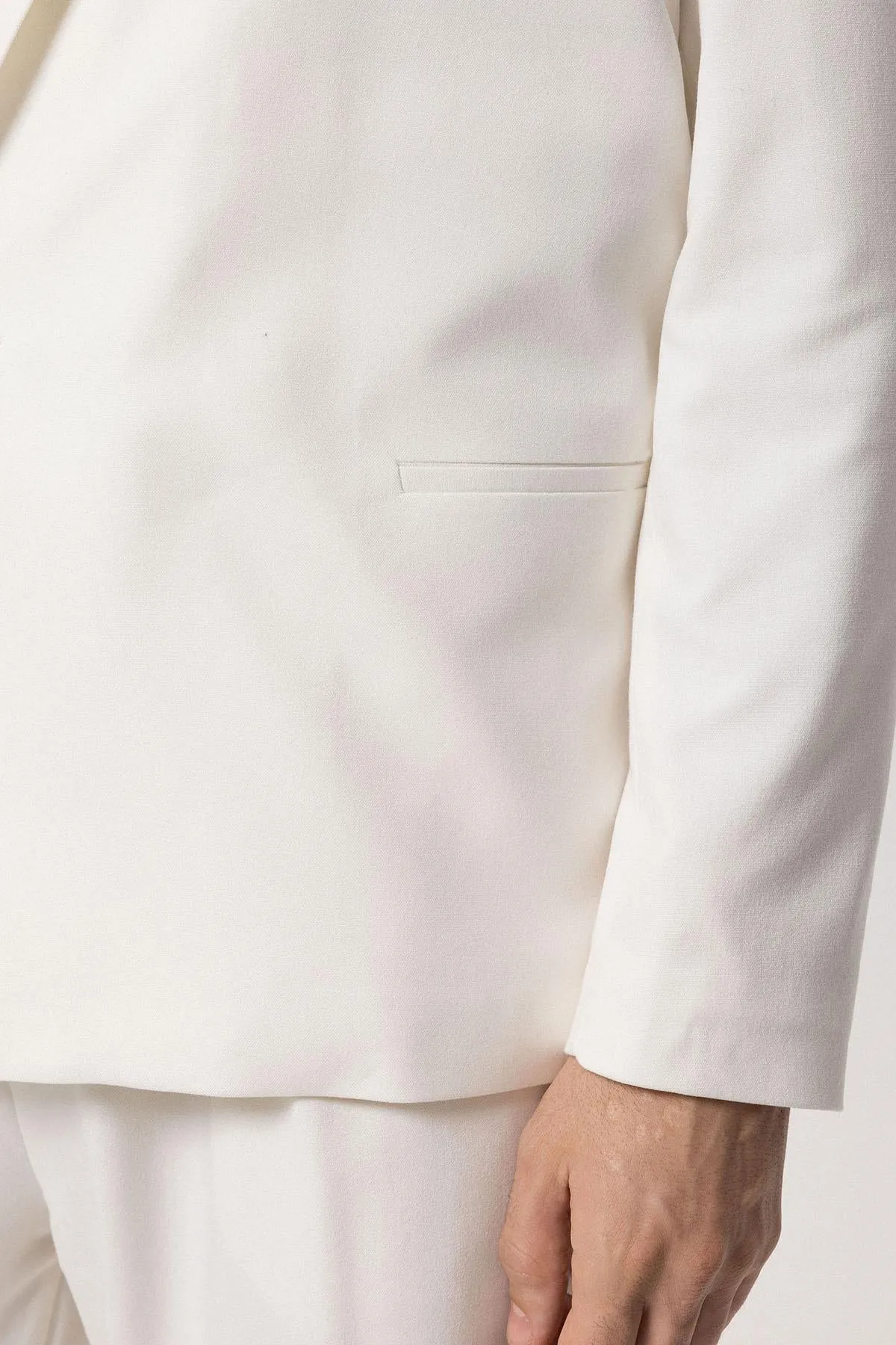 Men's Ecru Single-Button Double-Breasted Blazer - Wessi sold by Wessi product image thumbnail 5