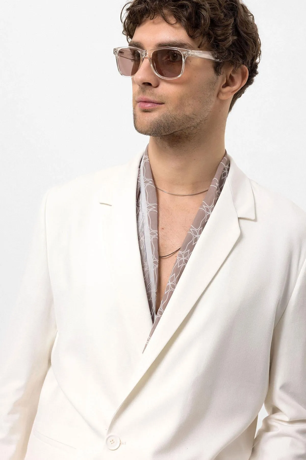 Men's Ecru Single-Button Double-Breasted Blazer - Wessi sold by Wessi product image thumbnail 4