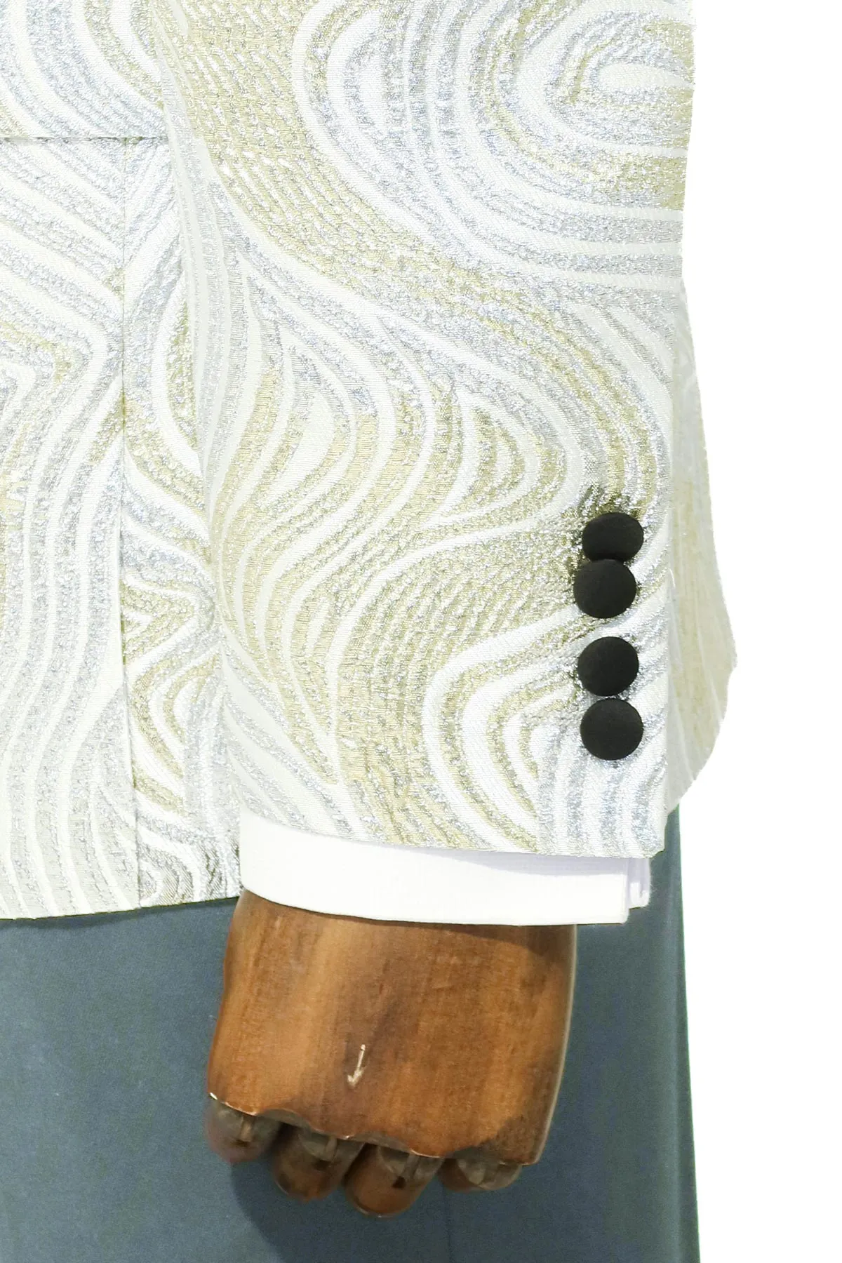 Gold Patterned Over White Men Tuxedo Blazer - Wessi sold by Wessi product image thumbnail 4