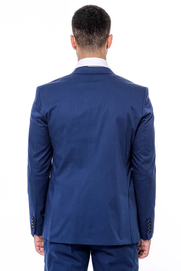 Plain Slim Fit Navy Blue Men Suit - Wessi sold by Wessi product image thumbnail 4