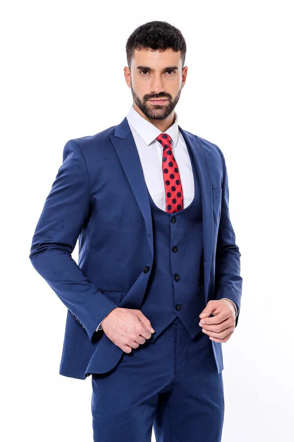 Plain Slim Fit Navy Blue Men Suit - Wessi sold by Wessi