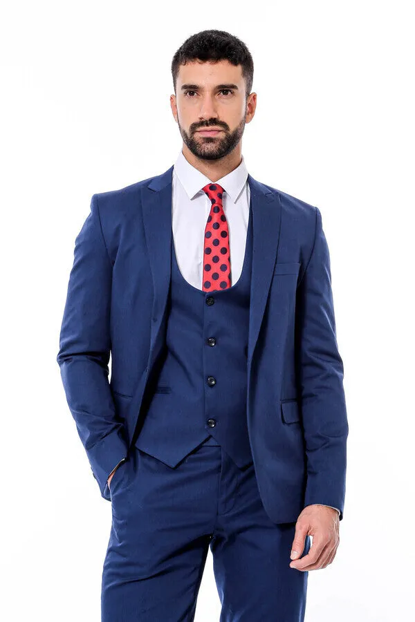 Plain Slim Fit Navy Blue Men Suit - Wessi sold by Wessi product image thumbnail 5