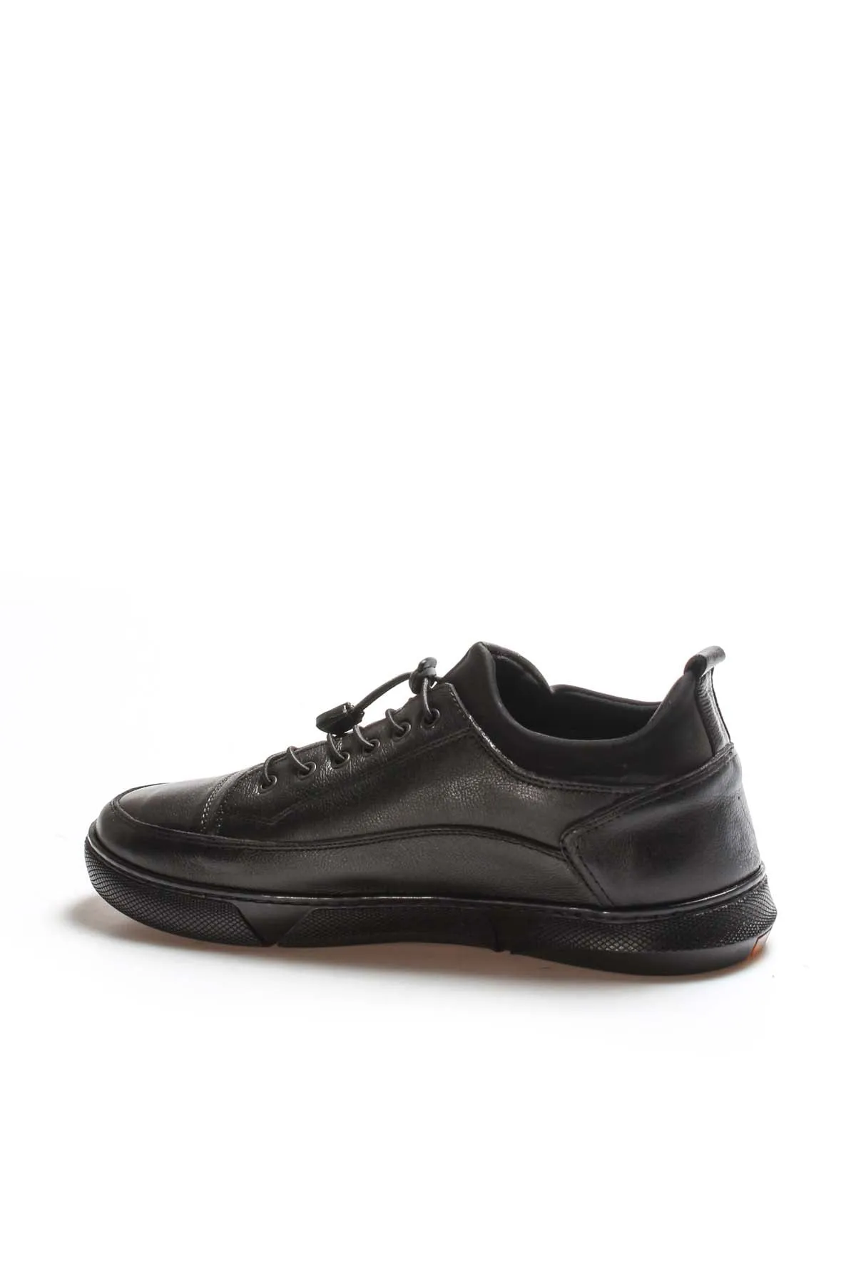 Men's Black Leather Sneakers with Lace-Up Closure and Textured Sole - Wessi sold by Wessi product image thumbnail 2
