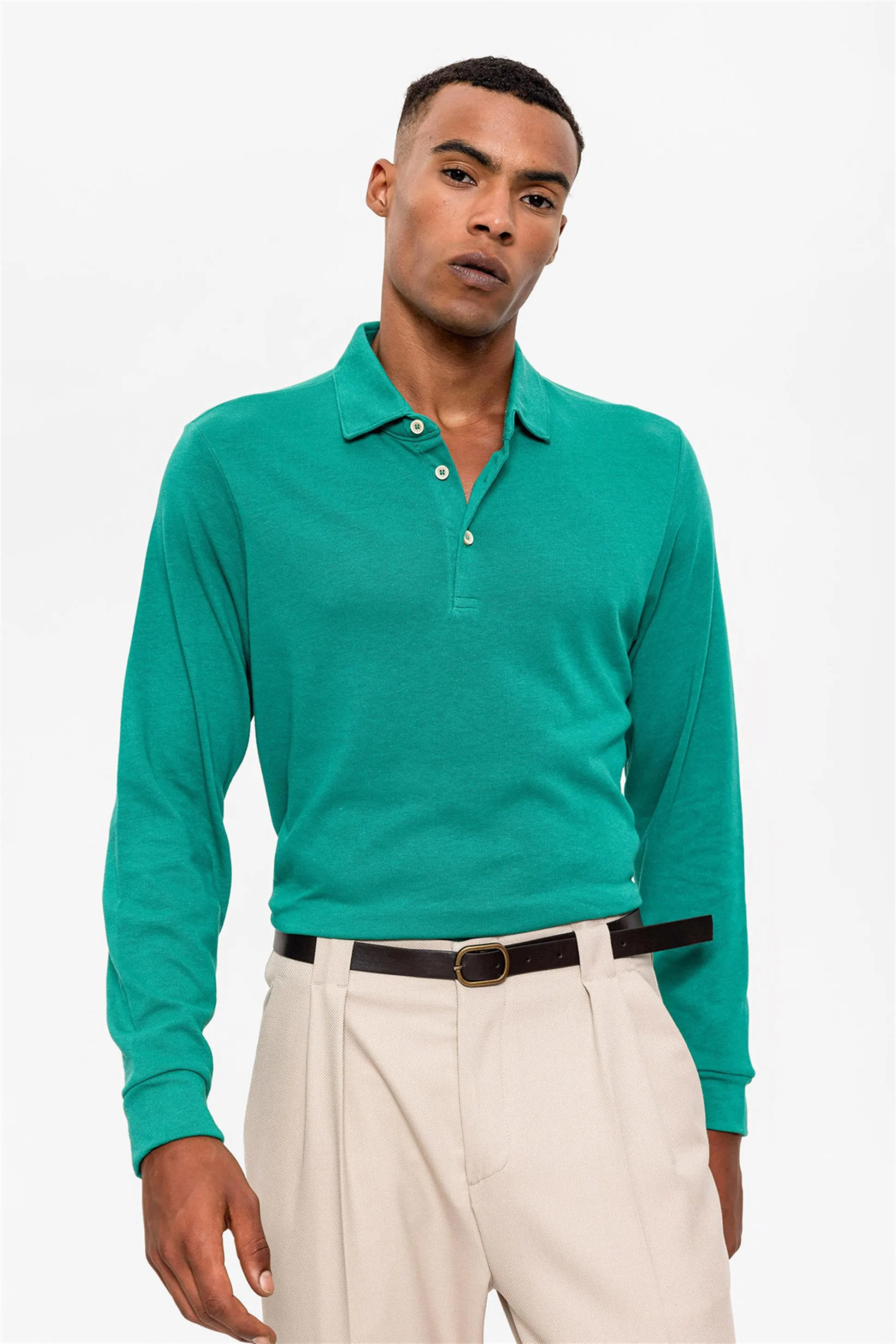 Green Polo Neck Long Sleeve Men's Sweater - Wessi sold by Wessi product image thumbnail 5