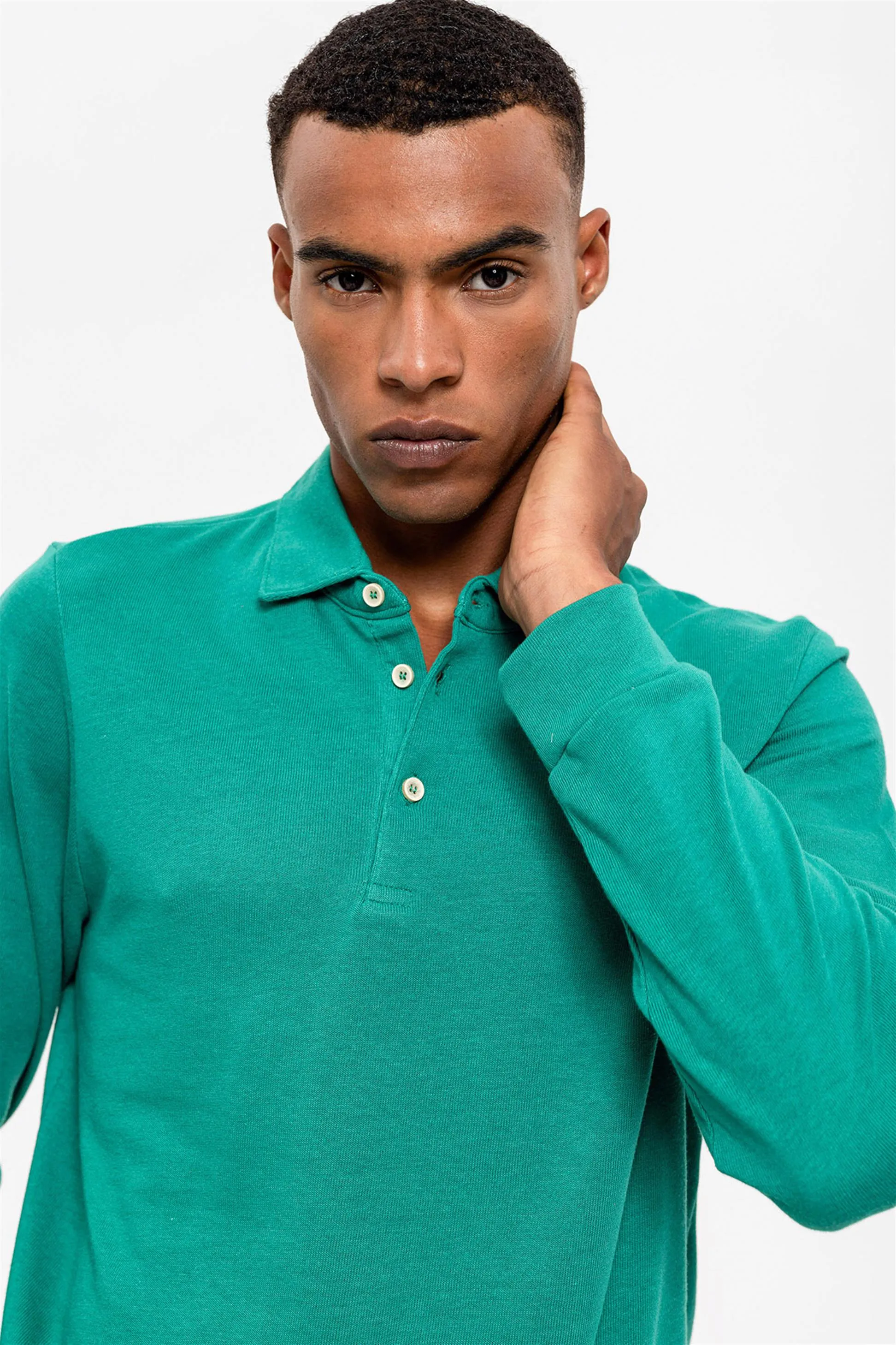 Green Polo Neck Long Sleeve Men's Sweater - Wessi sold by Wessi product image thumbnail 3