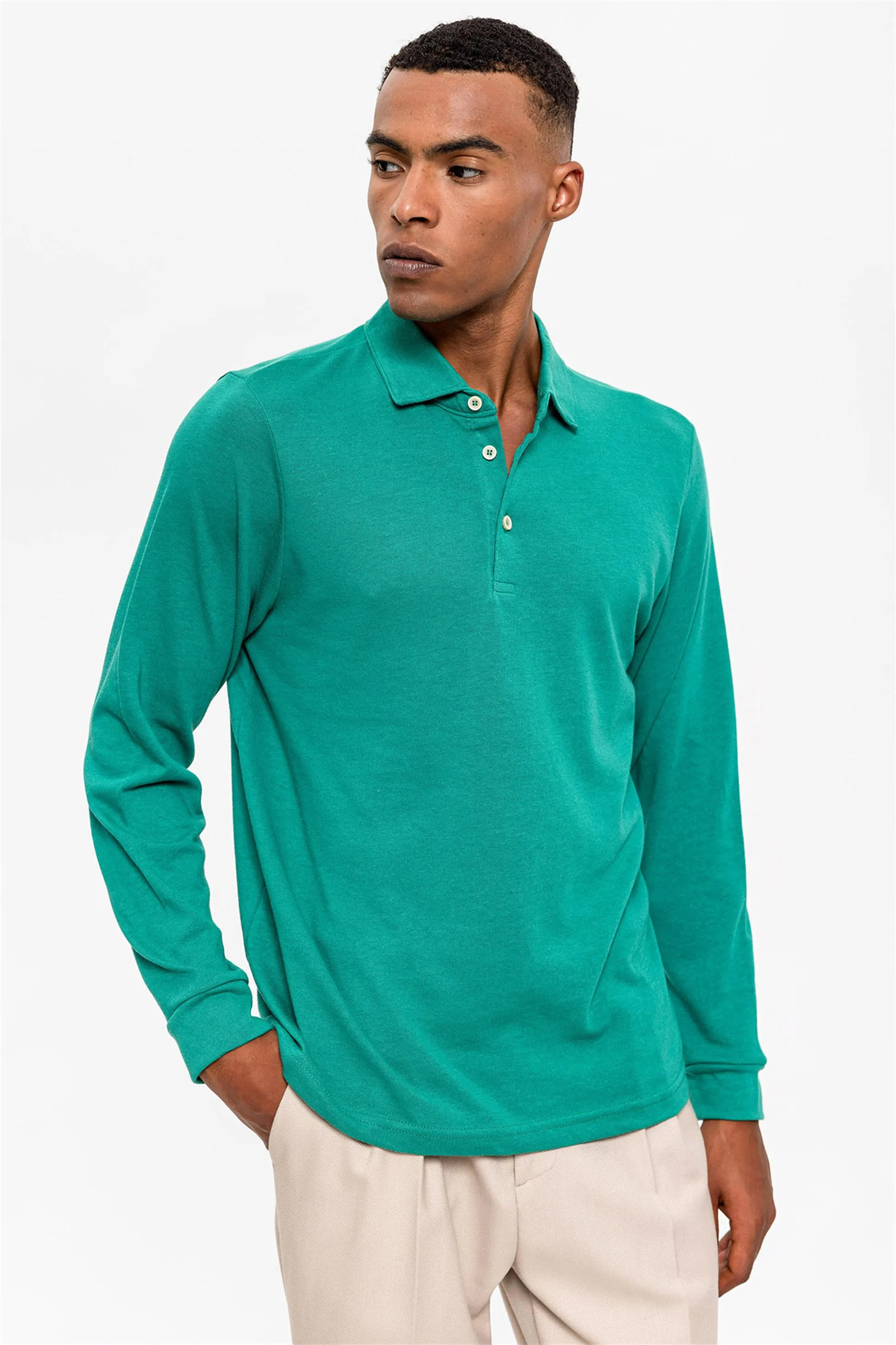 Green Polo Neck Long Sleeve Men's Sweater - Wessi sold by Wessi product image thumbnail 2