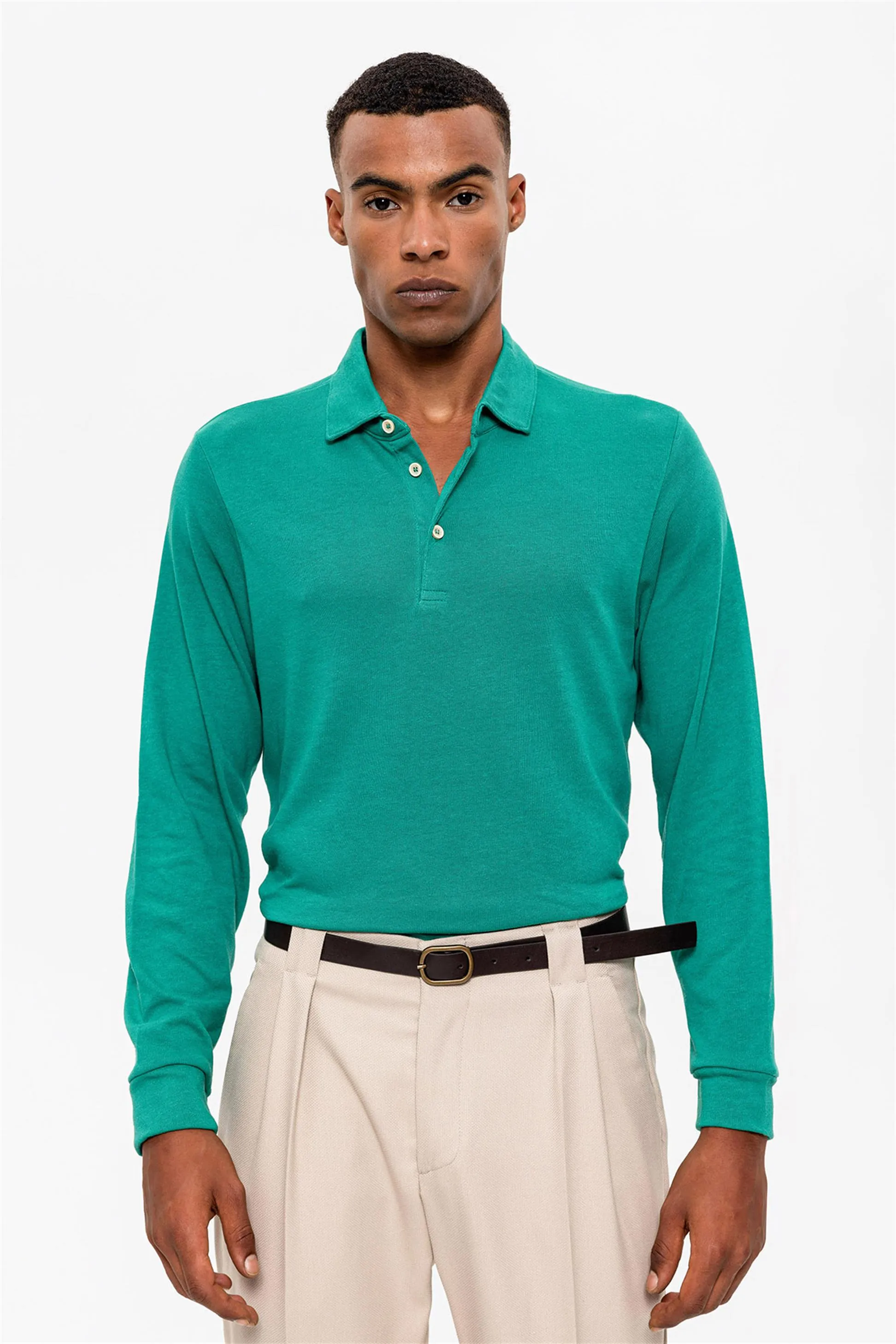 Green Polo Neck Long Sleeve Men's Sweater - Wessi sold by Wessi product image thumbnail 4