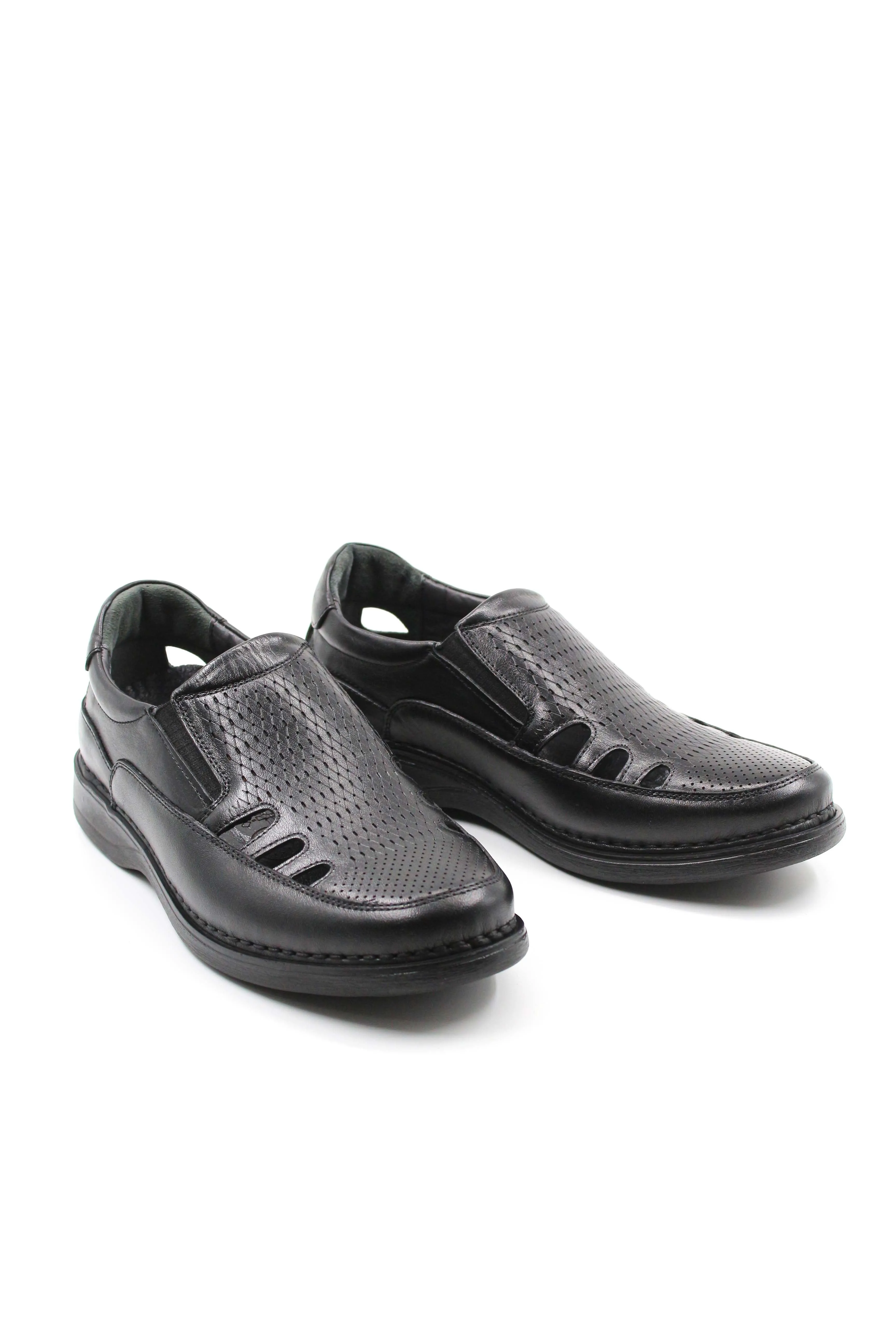 Men's Black Orthopedic Leather Sandals - Wessi sold by Wessi product image thumbnail 4