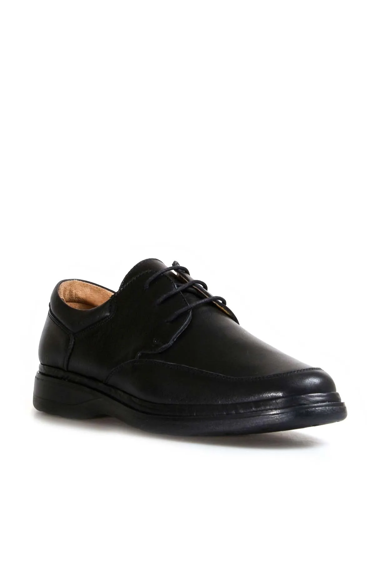 Men's Black Leather Lace-Up Shoes with Cushioned Sole - Wessi sold by Wessi product image thumbnail 3
