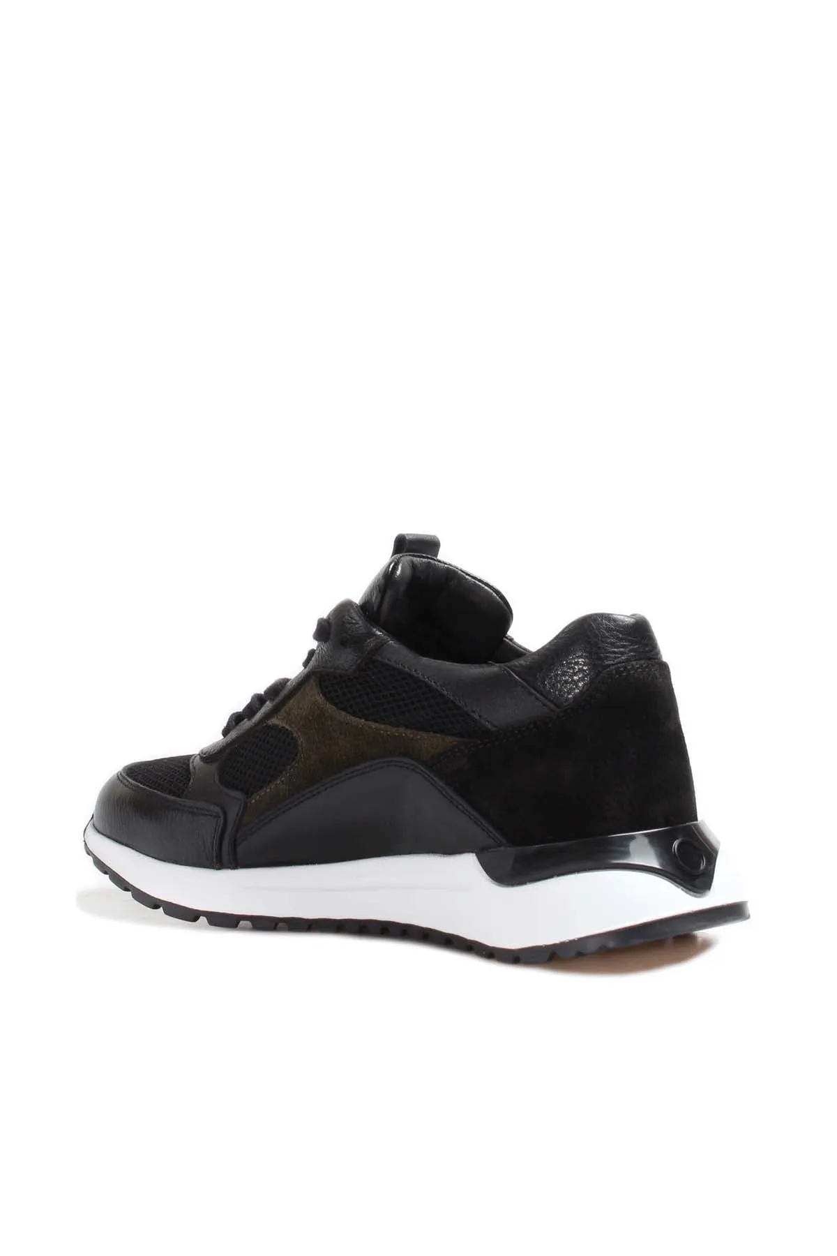 Men's Black Leather Sneakers with Mesh Panels and White Sole - Wessi sold by Wessi product image thumbnail 2