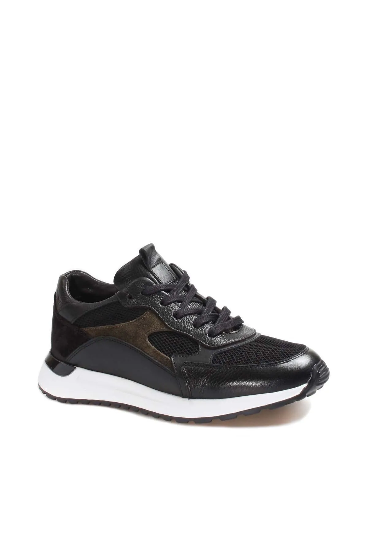 Men's Black Leather Sneakers with Mesh Panels and White Sole - Wessi sold by Wessi product image thumbnail 3