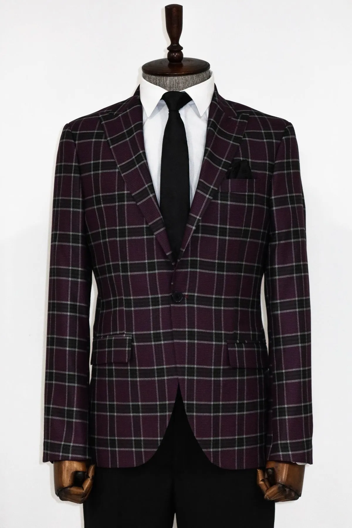 Slim Fit Peak Lapel Purple Men Blazer and Trousers Combination - Wessi sold by Wessi product image thumbnail 2