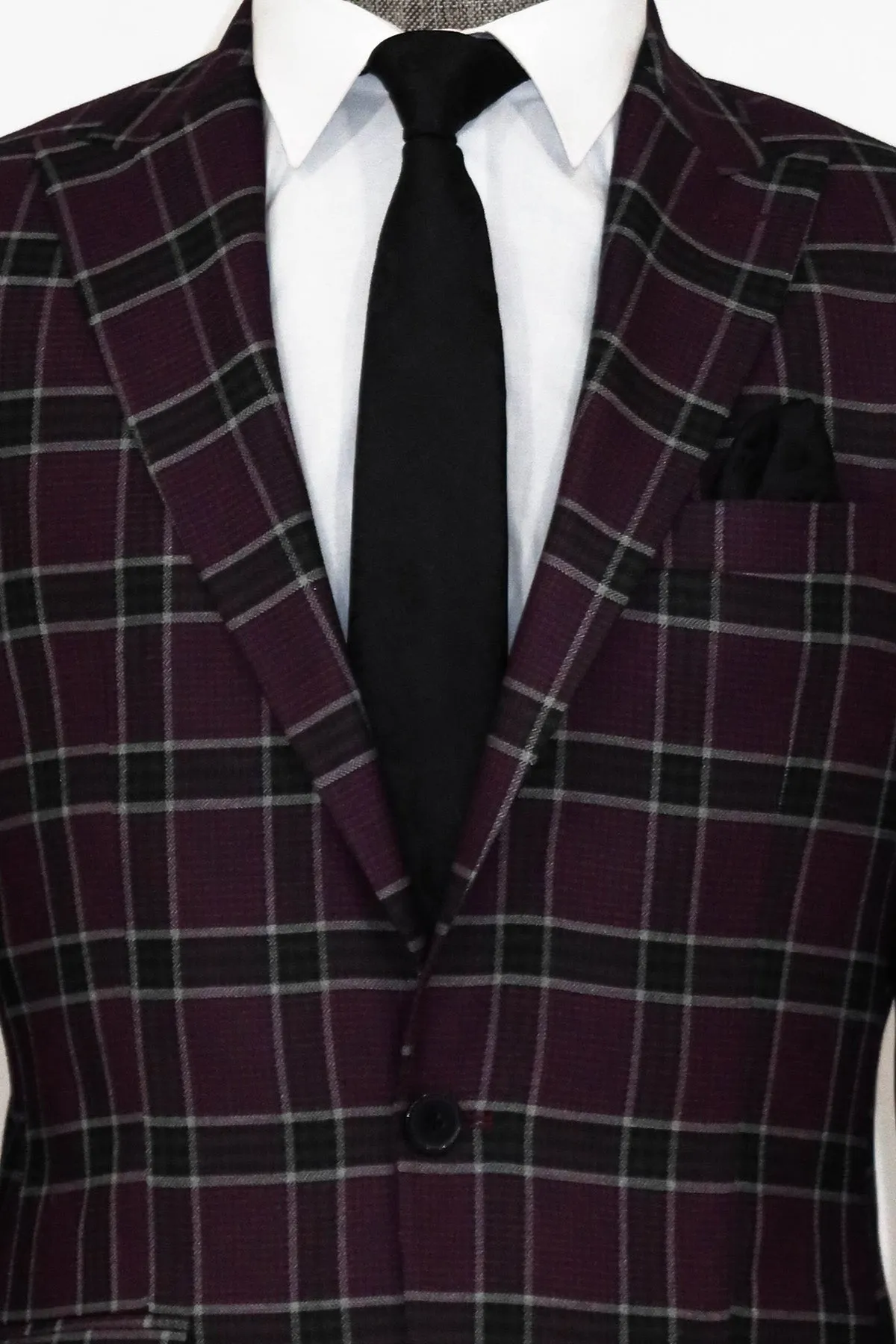 Slim Fit Peak Lapel Purple Men Blazer and Trousers Combination - Wessi sold by Wessi product image thumbnail 3