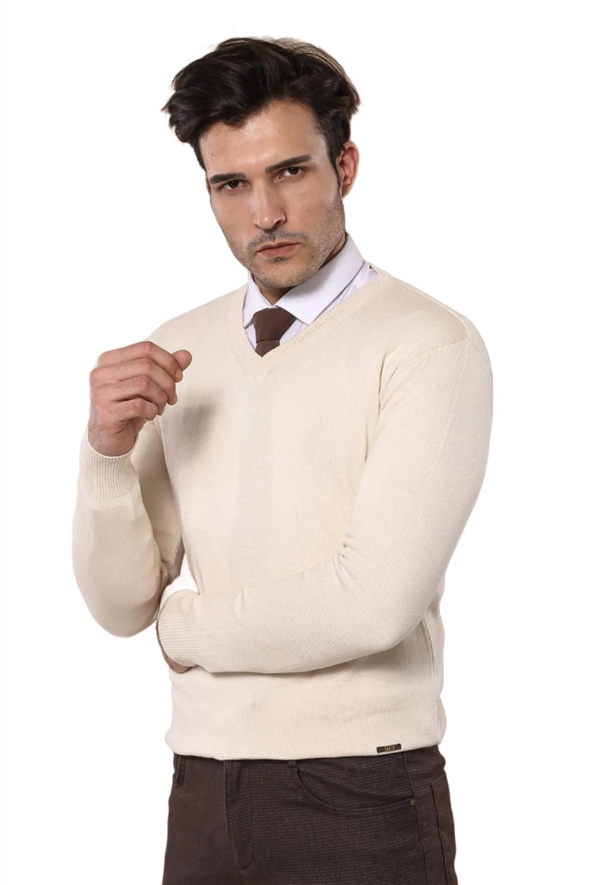 V Neck Cream Sweater - Wessi sold by Wessi