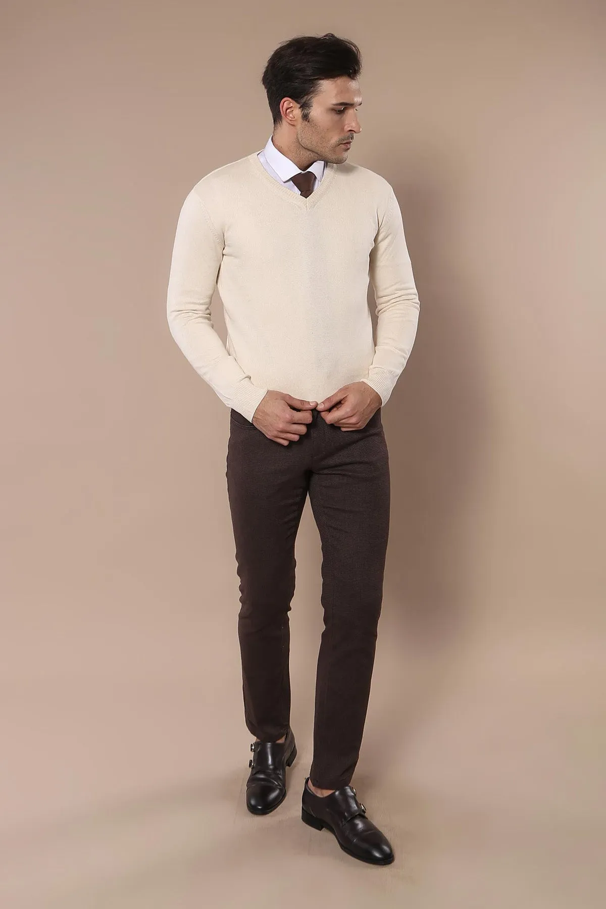 V Neck Cream Sweater - Wessi sold by Wessi product image thumbnail 2