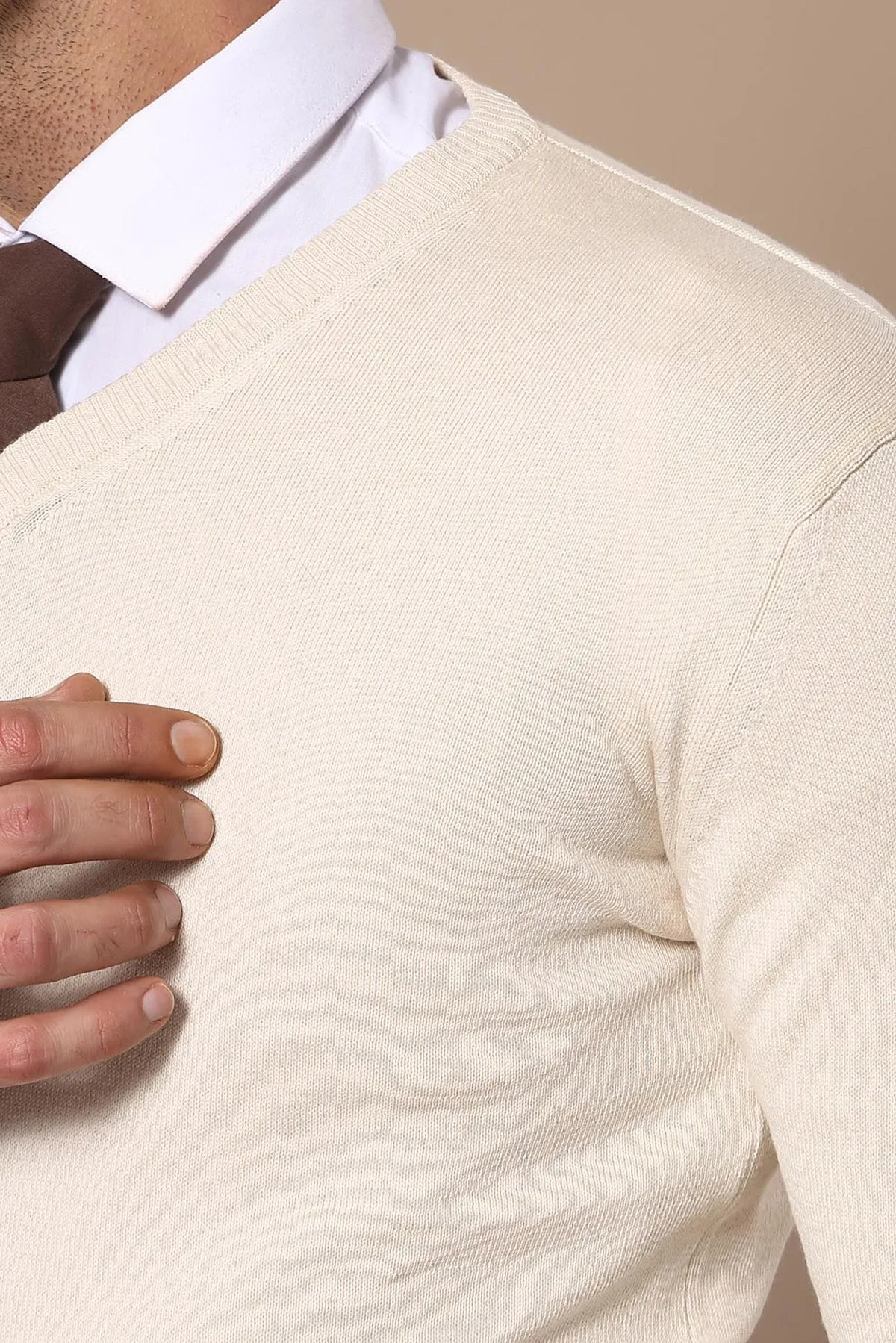 V Neck Cream Sweater - Wessi sold by Wessi product image thumbnail 3