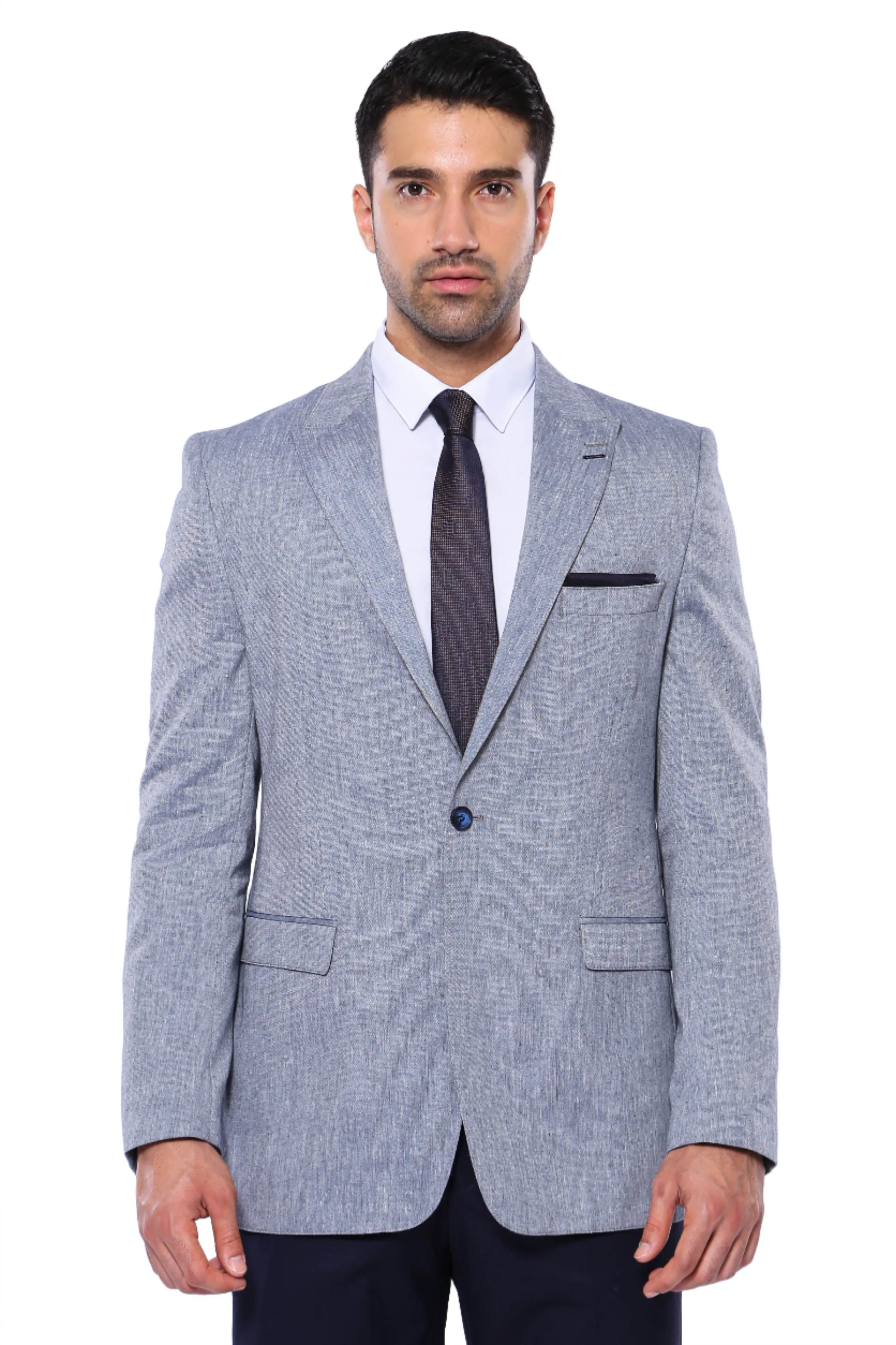 Slim-Fit Peak Lapel Blue Jacket - Wessi sold by Wessi product image thumbnail 5
