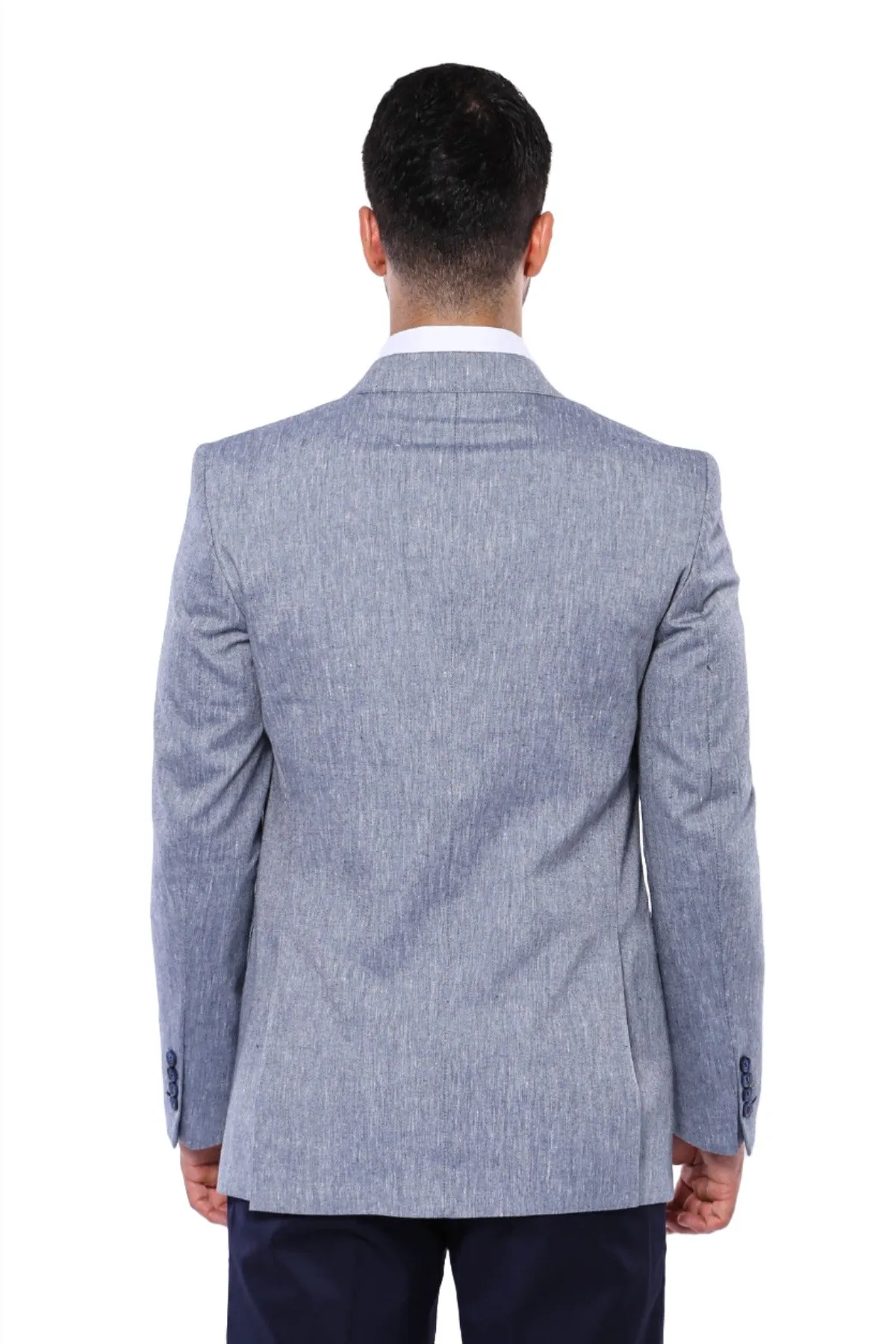 Slim-Fit Peak Lapel Blue Jacket - Wessi sold by Wessi product image thumbnail 4