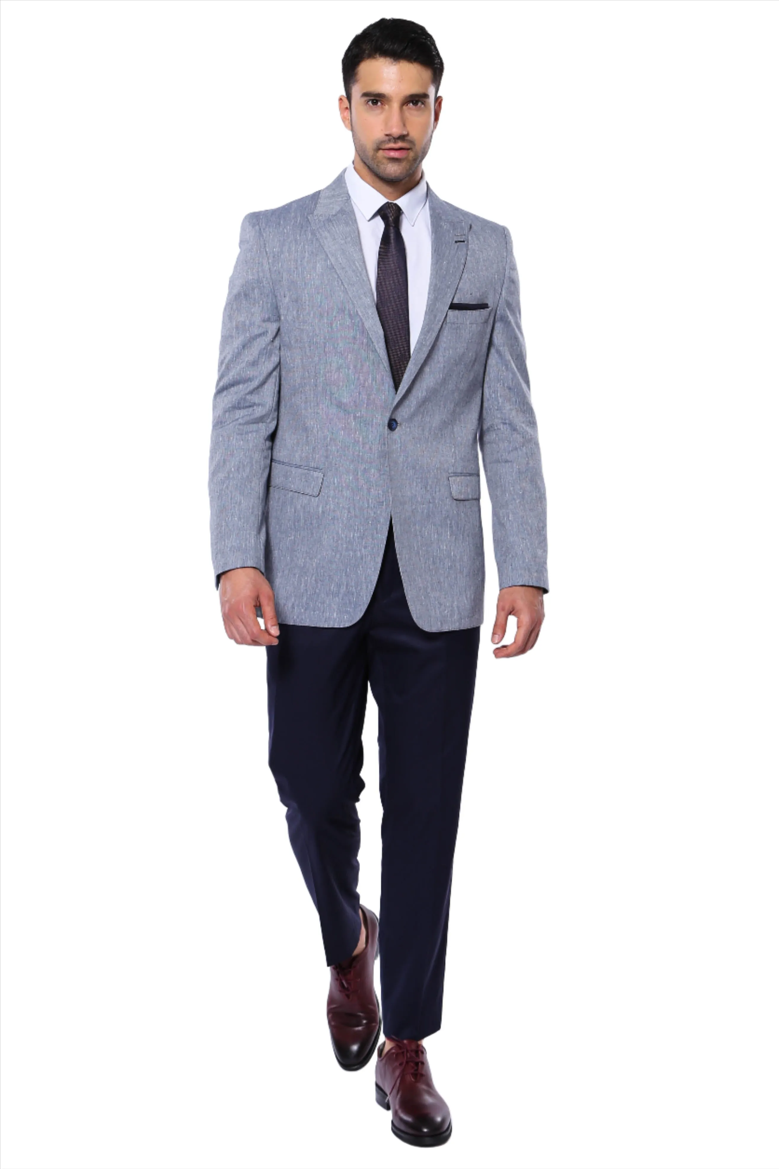 Slim-Fit Peak Lapel Blue Jacket - Wessi sold by Wessi product image thumbnail 3