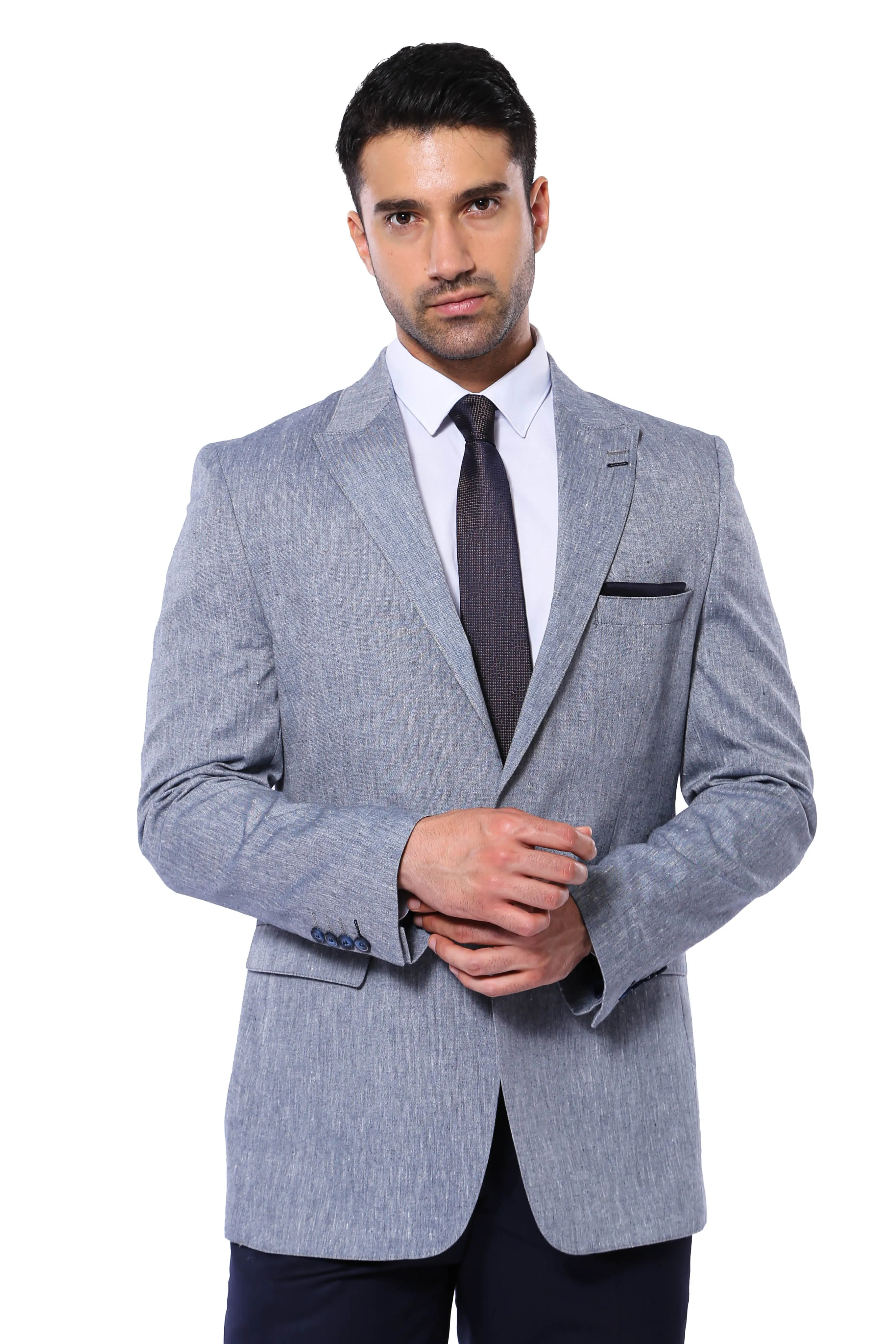 Slim-Fit Peak Lapel Blue Jacket - Wessi sold by Wessi