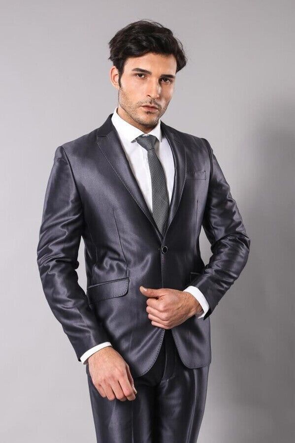 Shiny Navy Blue Men's Suit | Wessi sold by Wessi product image thumbnail 2