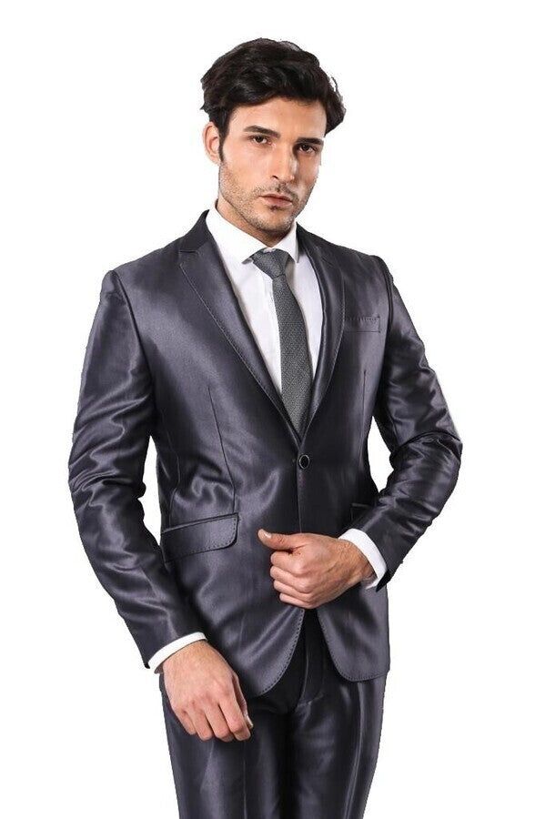Shiny Navy Blue Men's Suit | Wessi sold by Wessi