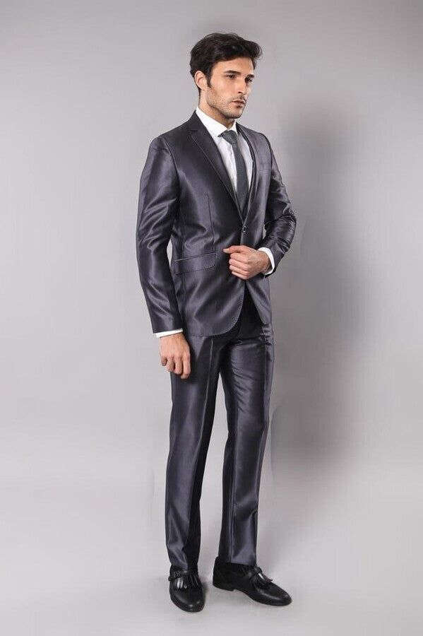 Shiny Navy Blue Men's Suit | Wessi sold by Wessi product image thumbnail 4