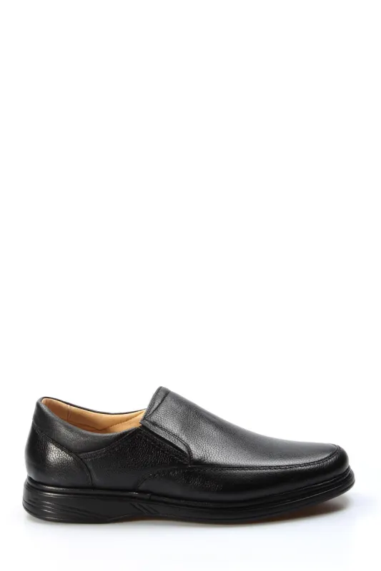 Men's Black Leather Slip-On Shoes with Cushioned Sole - Wessi sold by Wessi