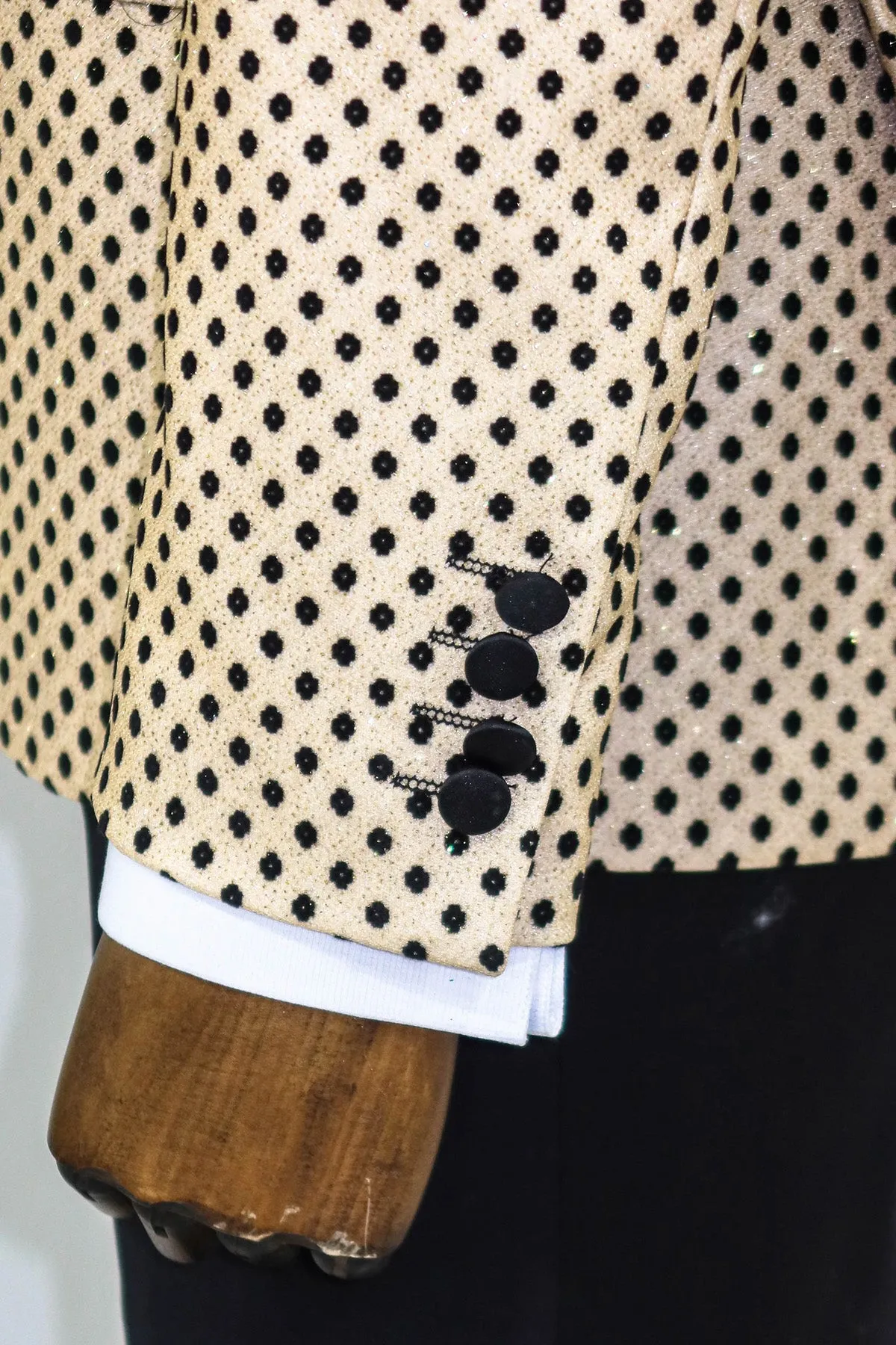 Sequin Dot Patterned Cream Men Prom Blazer and Trousers Combination Suit- Wessi sold by Wessi product image thumbnail 4