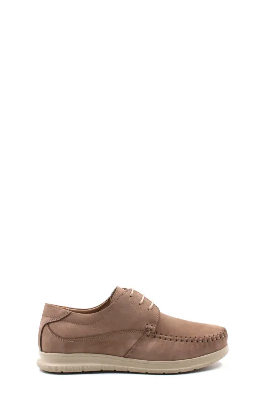 Men's Taupe Suede Lace-Up Shoes with Moc Toe and Cushioned Sole - Wessi sold by Wessi