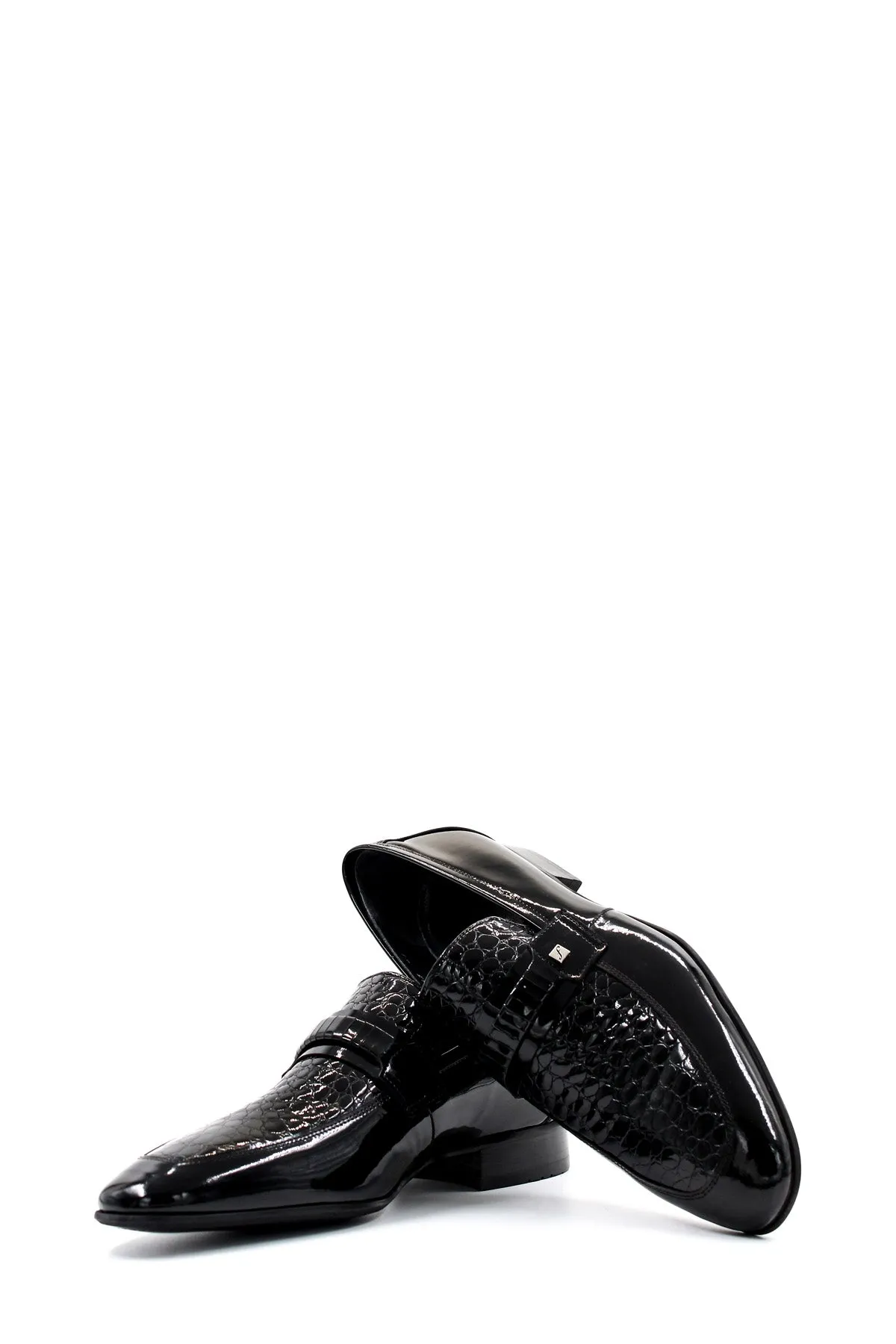 Men's Black Patent Leather Loafers with Croc-Embossed Detail - Wessi sold by Wessi product image thumbnail 5