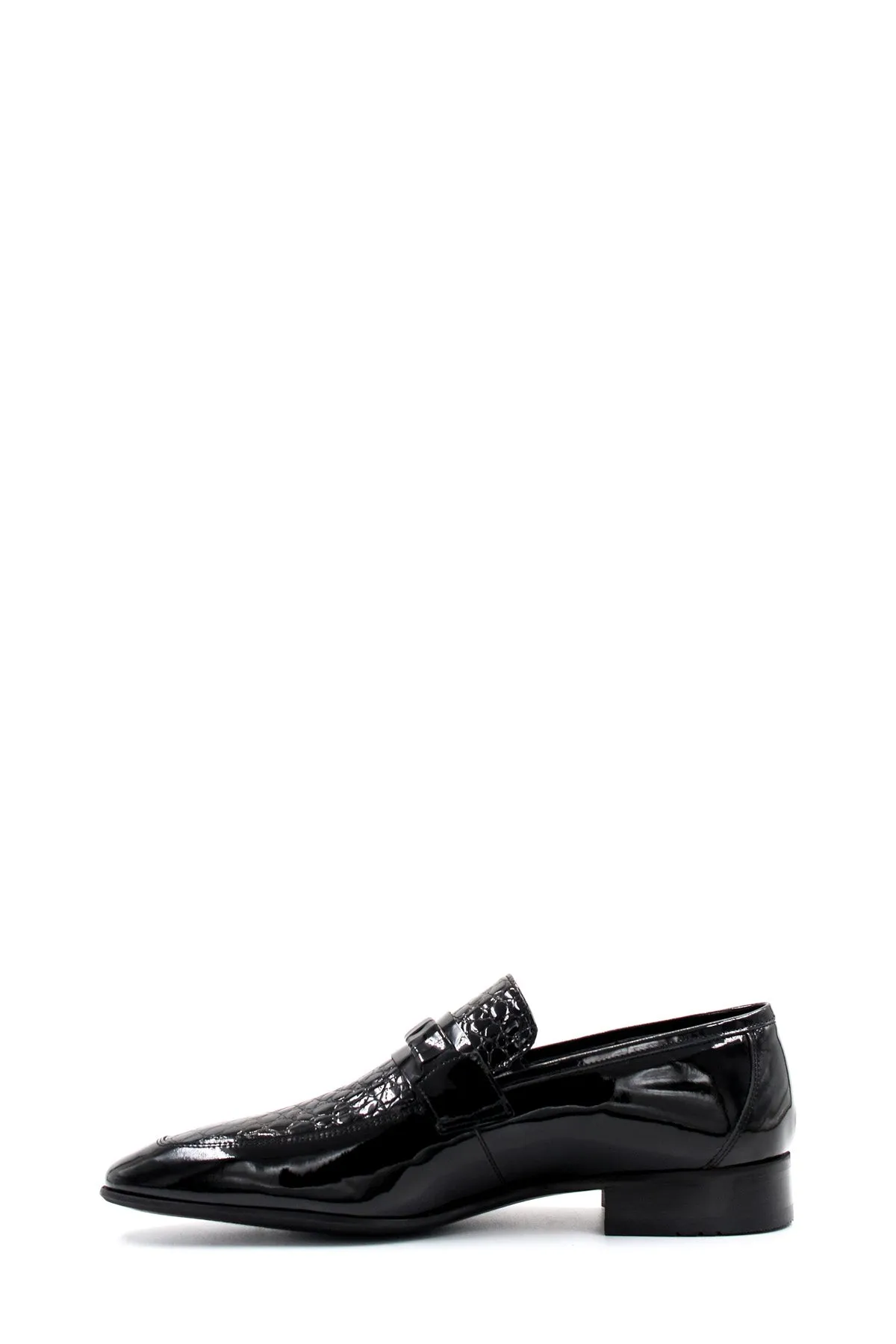 Men's Black Patent Leather Loafers with Croc-Embossed Detail - Wessi sold by Wessi product image thumbnail 2
