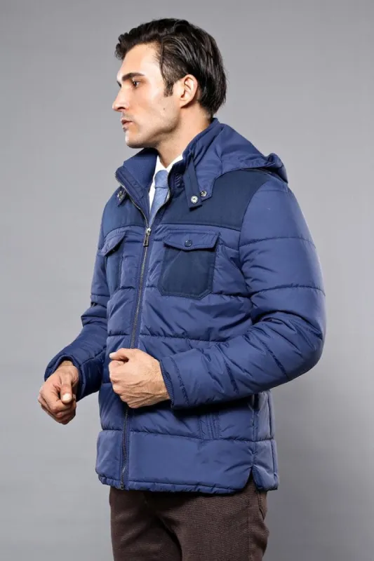 Puffer Navy Blue Men Coat - Wessi sold by Wessi
