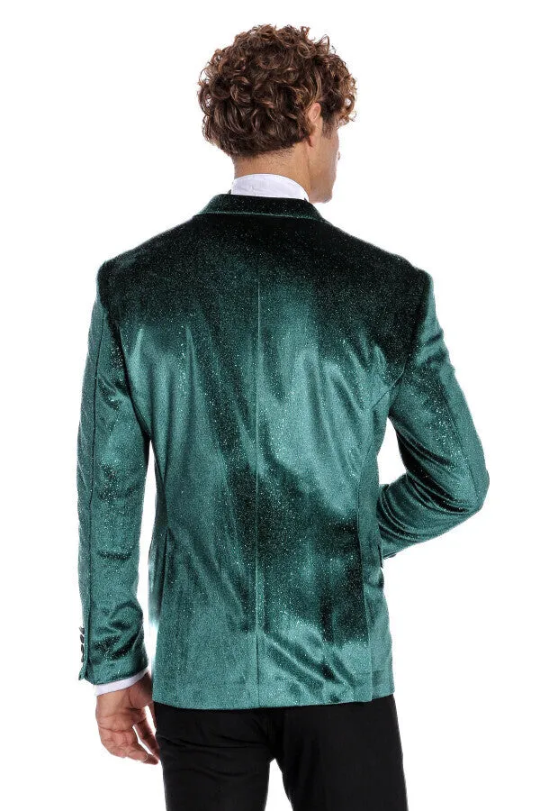 Sparkle Slim Fit Velvet Green Men Party Tuxedo Blazer - Wessi sold by Wessi product image thumbnail 4