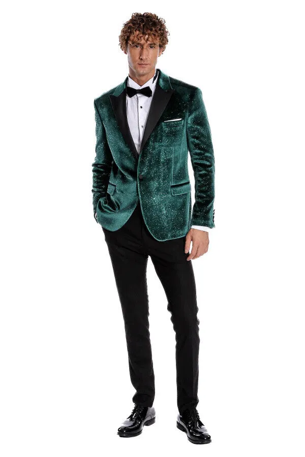 Sparkle Slim Fit Velvet Green Men Party Tuxedo Blazer - Wessi sold by Wessi product image thumbnail 2