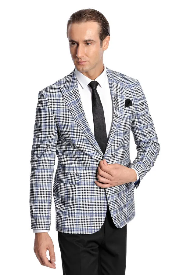 Plaid Slim-Fit Blue Black Men Blazer - Wessi sold by Wessi product image thumbnail 5