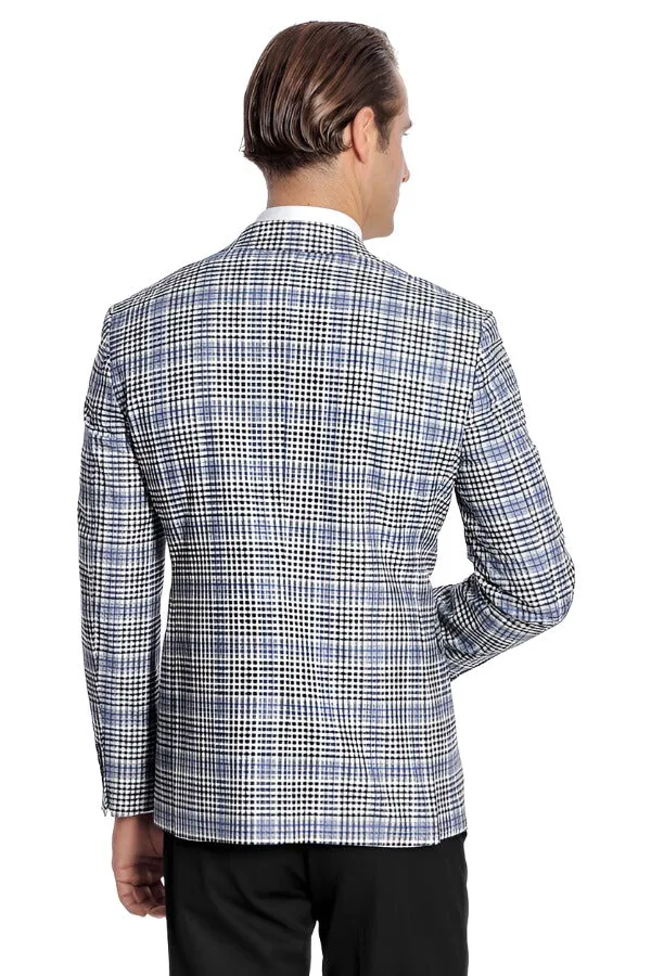 Plaid Slim-Fit Blue Black Men Blazer - Wessi sold by Wessi product image thumbnail 4