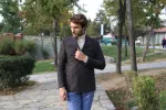 Double Breasted Slim Fit Brown Blazer - Wessi sold by Wessi