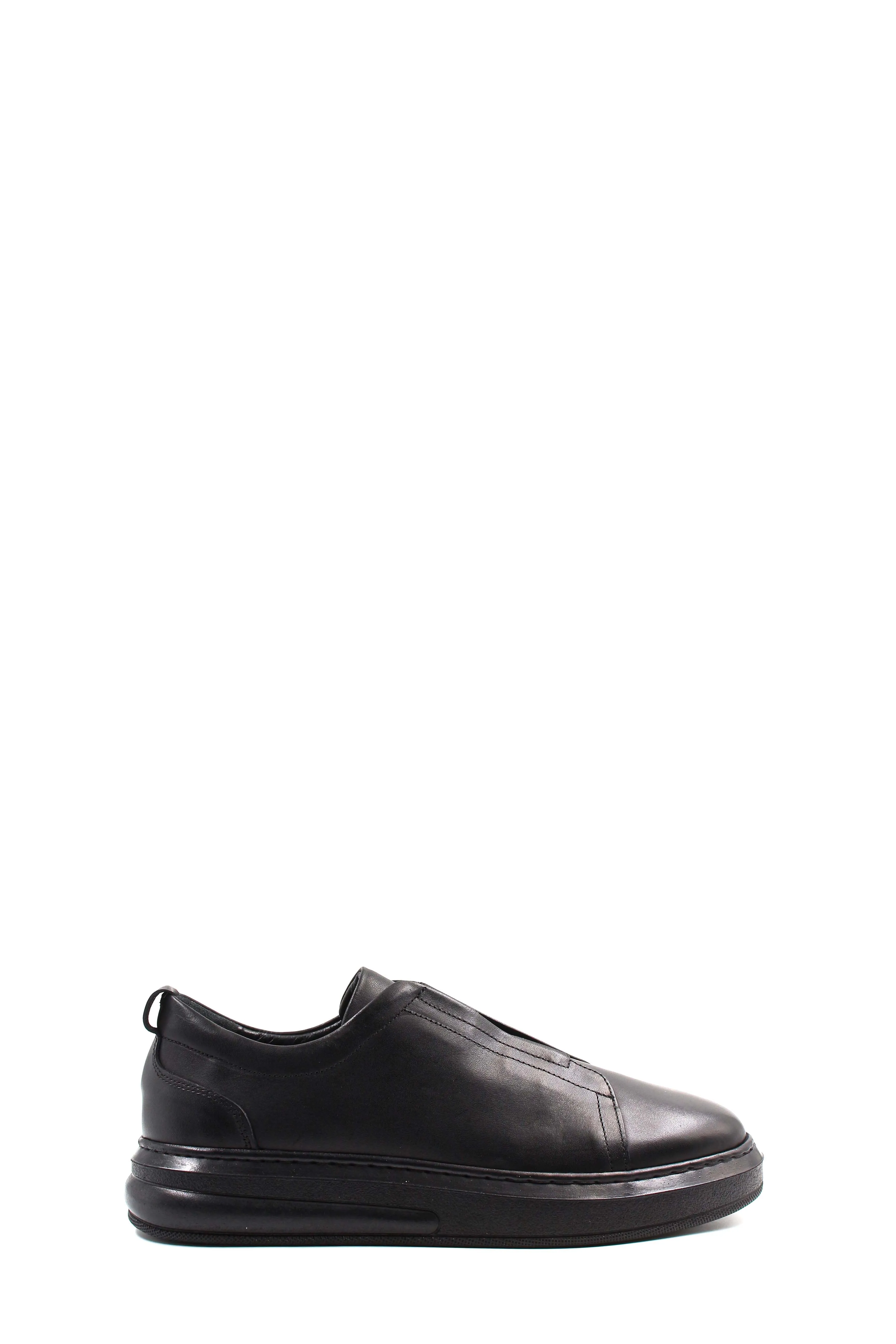 Black Leather Slip-On Sneakers-Wessi sold by Wessi