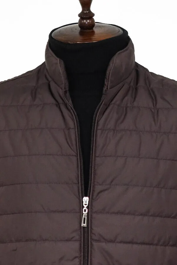 Quilted Sleeveless Brown Men Down Vest - Wessi sold by Wessi product image thumbnail 2