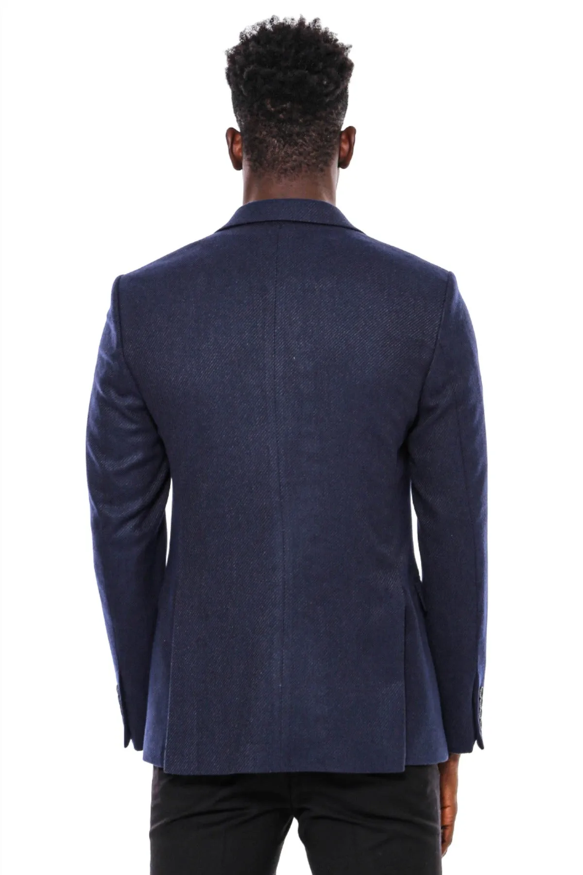 Slim Fit Patterned Dark Blue Men Blazer - Wessi sold by Wessi product image thumbnail 4