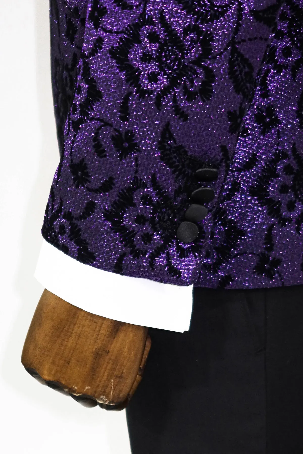 Floral Patterned Peak Lapel Purple Men Prom Party Blazer - Wessi sold by Wessi product image thumbnail 4