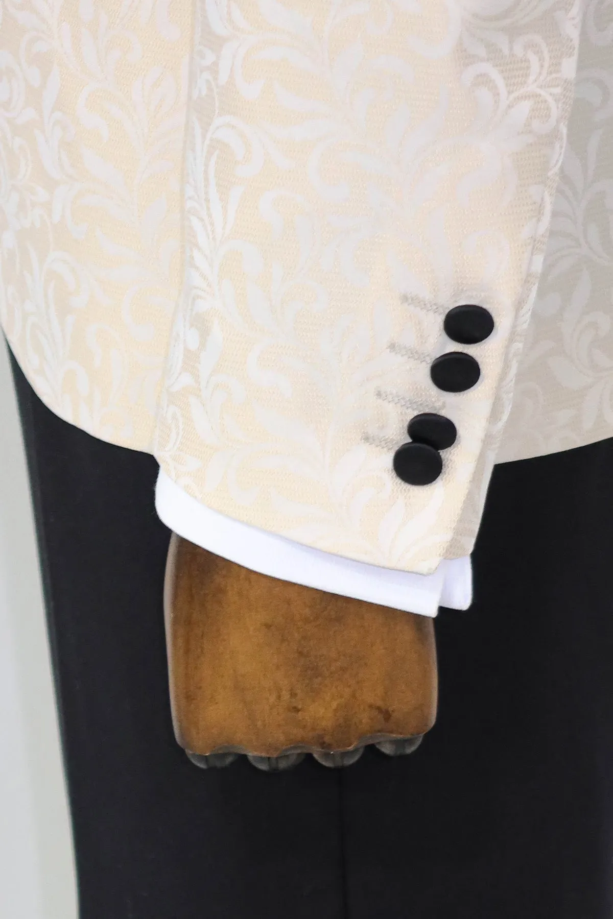 Shawl Lapel Floral Patterned Cream Men Singer Stage Blazer - Wessi sold by Wessi product image thumbnail 5